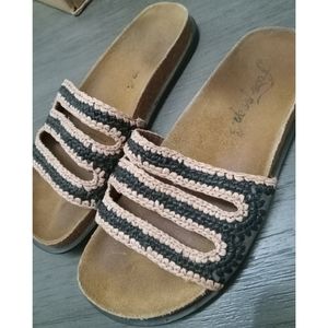 Free People Crete footbed leather slip-on sandals